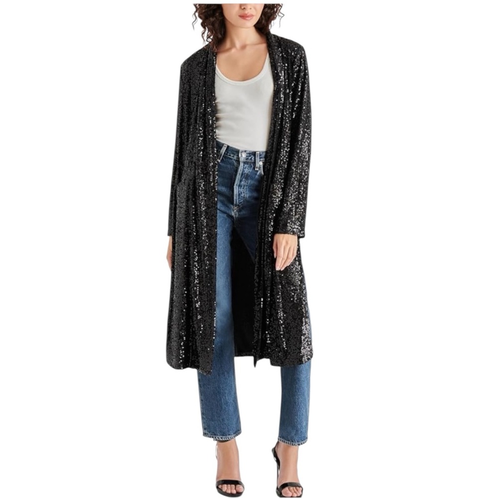 NWOT Steve Madden (REVOLVE) Black Micro Sequins Show Stopper Duster‎ Evening